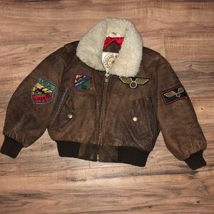 **KIDS VINTAGE 100% GENUINE LEATHER BOMBER JACKET